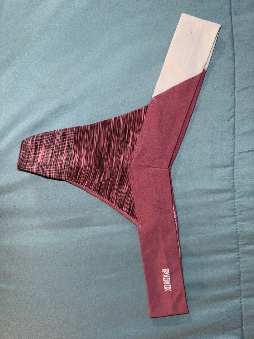 PINK Victoria's Secret Maroon and White Seamless Thong Panty